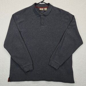 LL Bean Heritage Polo XL Tall Dark Gray Red Trim Grandpacore Gorpcore L/S